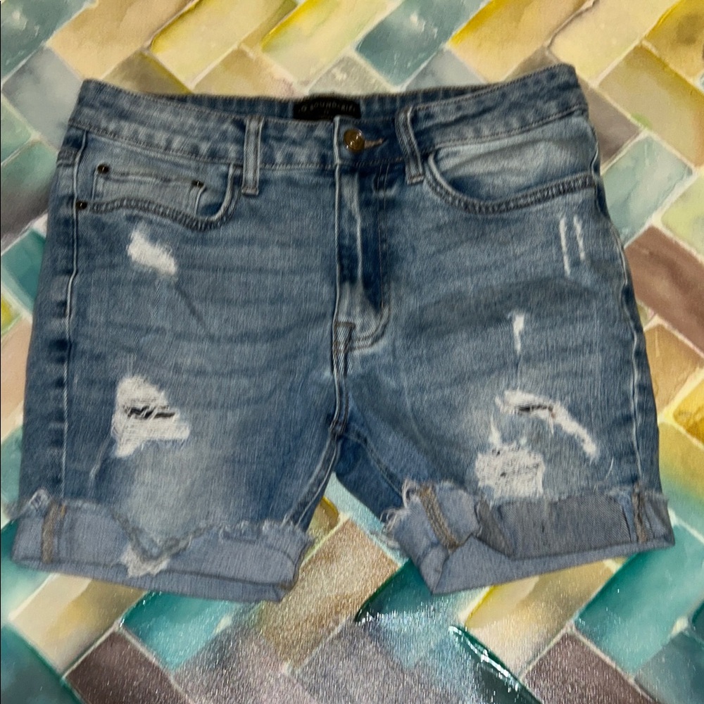 No Boundaries Light Blue Distressed Jean Shorts